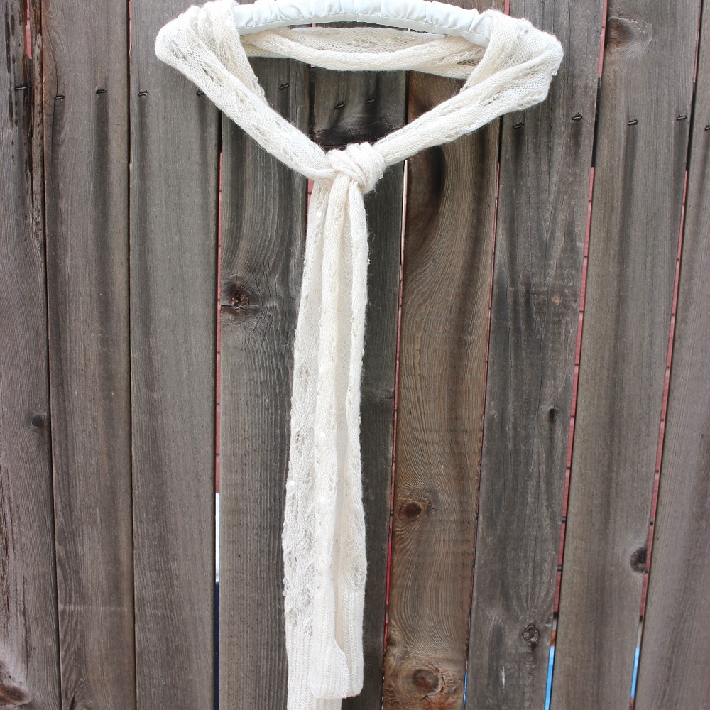 Ann Taylor Loft cream sequin scarf